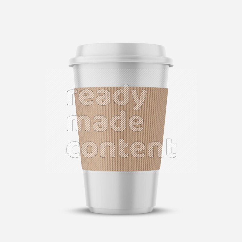 Paper hot cup mockup with holder and cap isolated on white background 3d rendering