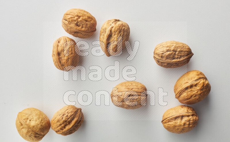 Top-view shot of walnut on white background