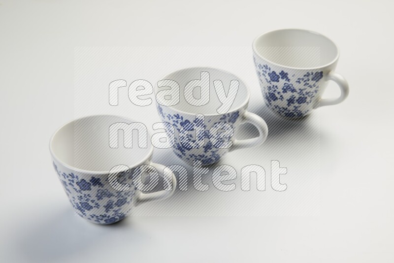white and blue mug on white background