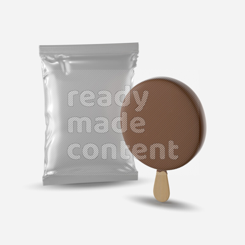 Chocolate ice cream stick mockup isolated on white background 3d rendering