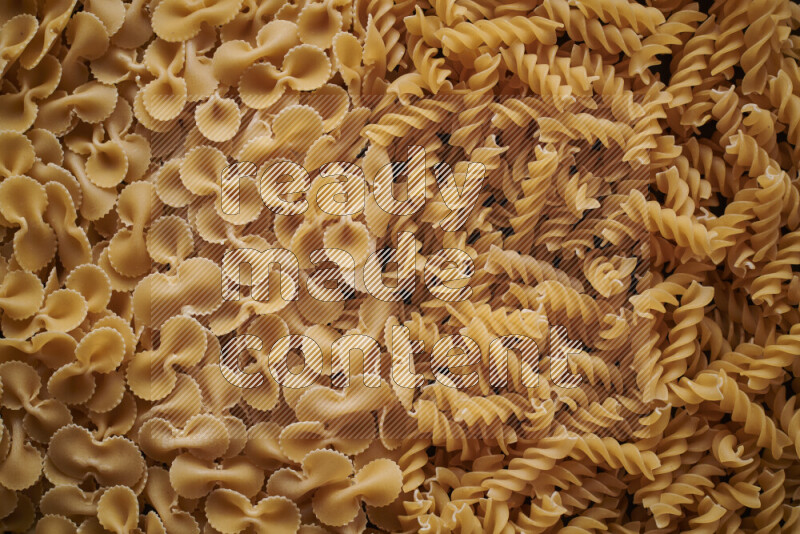 2 types of pasta filling the frame