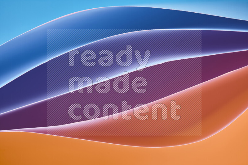 This image showcases an abstract paper art composition with paper curves in different cold and warm gradients created by colored light