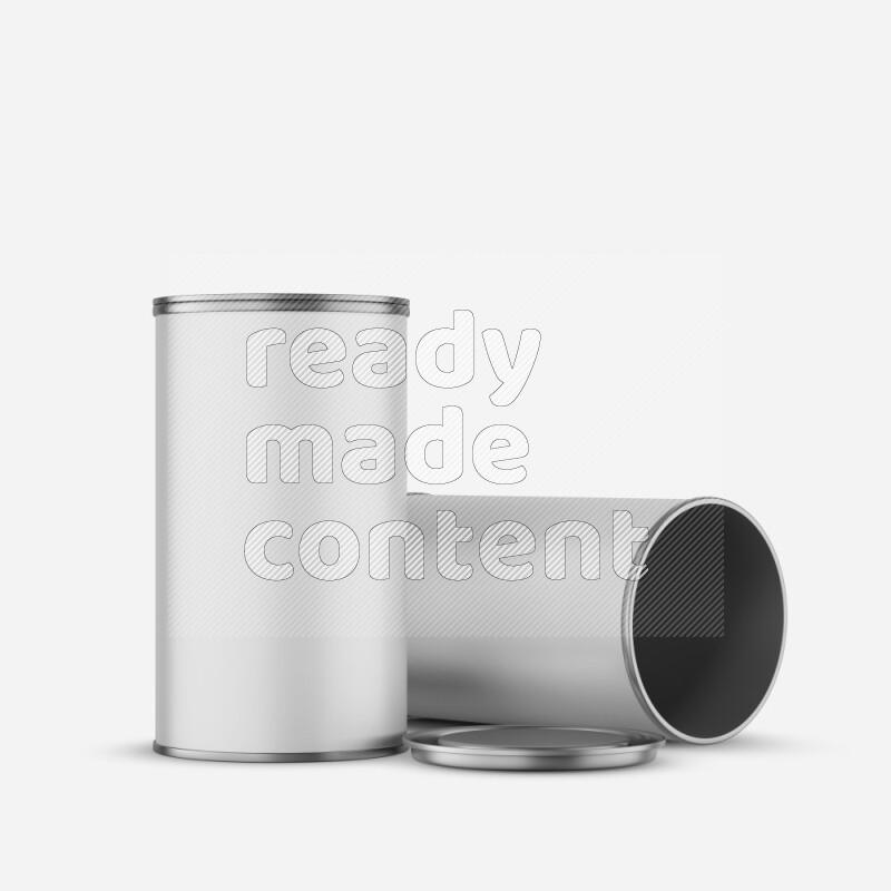 Paper tube mockup with glossy label and metal lid isolated on white background 3d rendering
