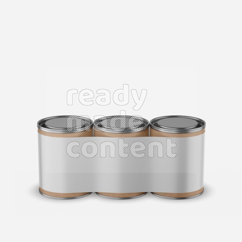 Set of kraft paper tube mockup with metal lid isolated on white background 3d rendering