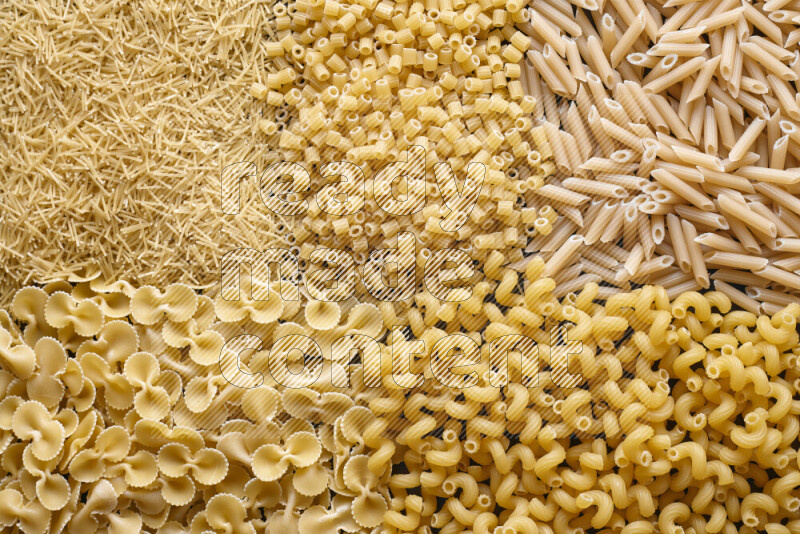 5 types of pasta filling the frame
