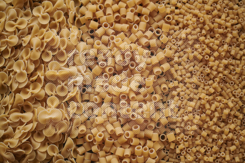 3 types of pasta filling the frame
