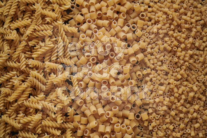 3 types of pasta filling the frame