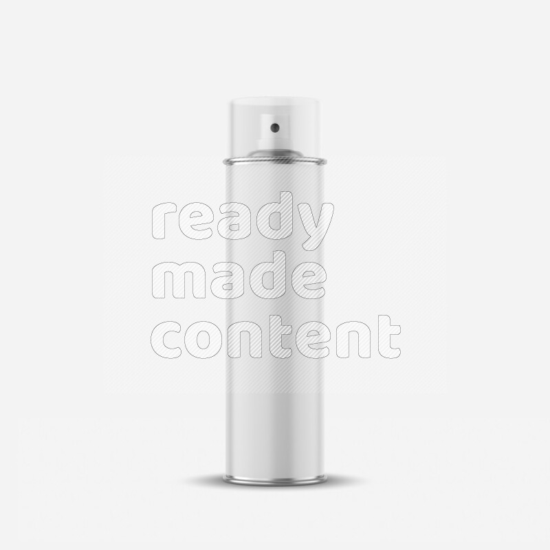 Metal spray bottle mockup with transparent cap and label isolated on white background 3d rendering