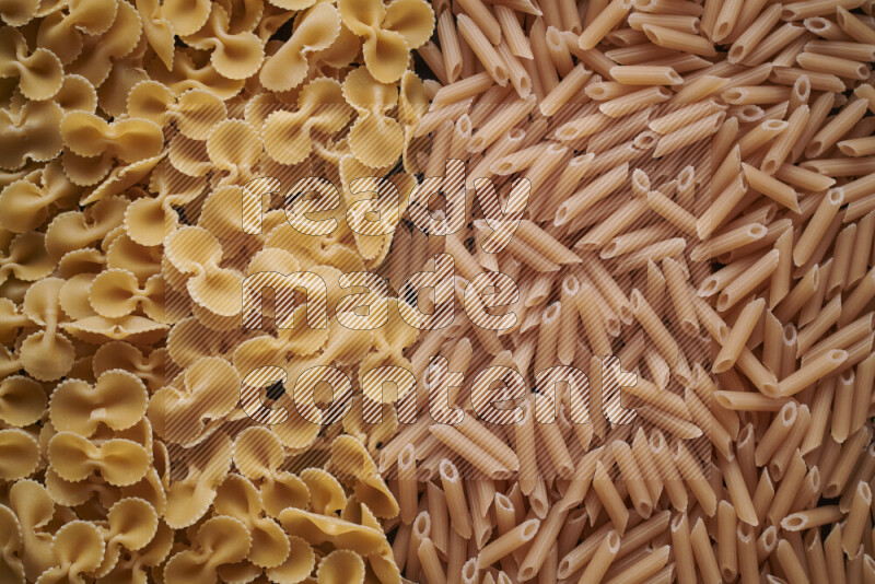 2 types of pasta filling the frame