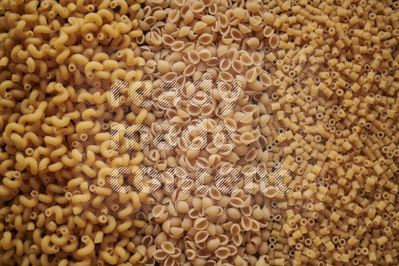 3 types of pasta filling the frame