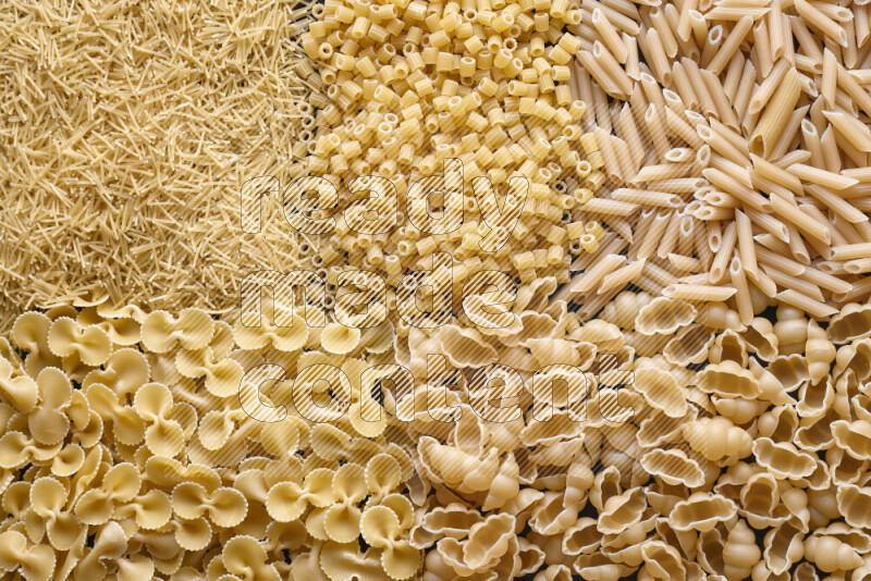 5 types of pasta filling the frame