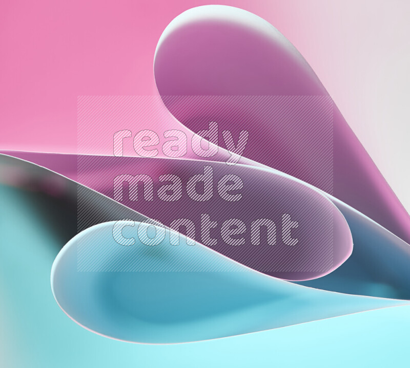 An abstract art of paper folded into smooth curves in blue and pink gradients