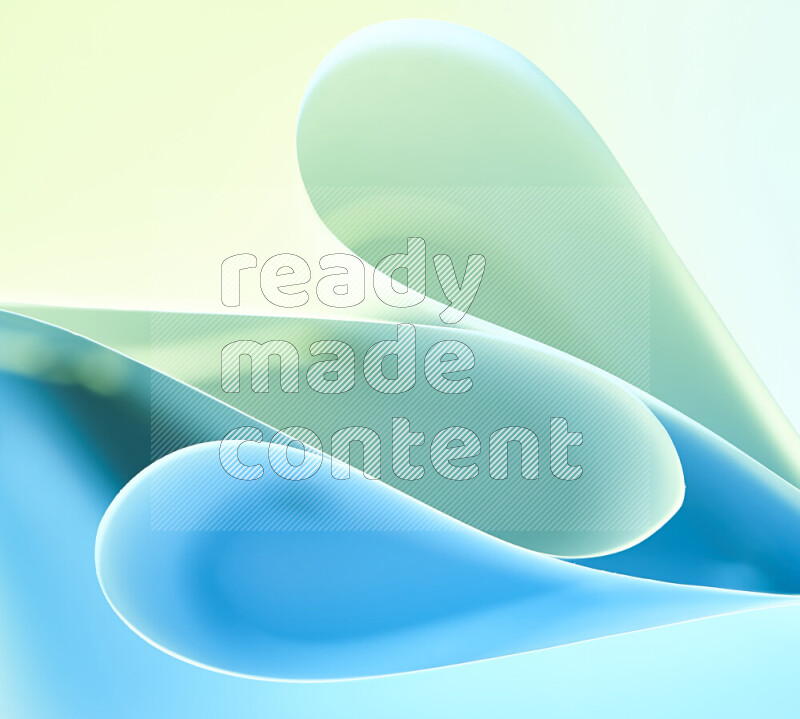 An abstract art of paper folded into smooth curves in green and blue gradients