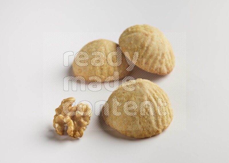 Three Pieces of Maamoul direct on white background