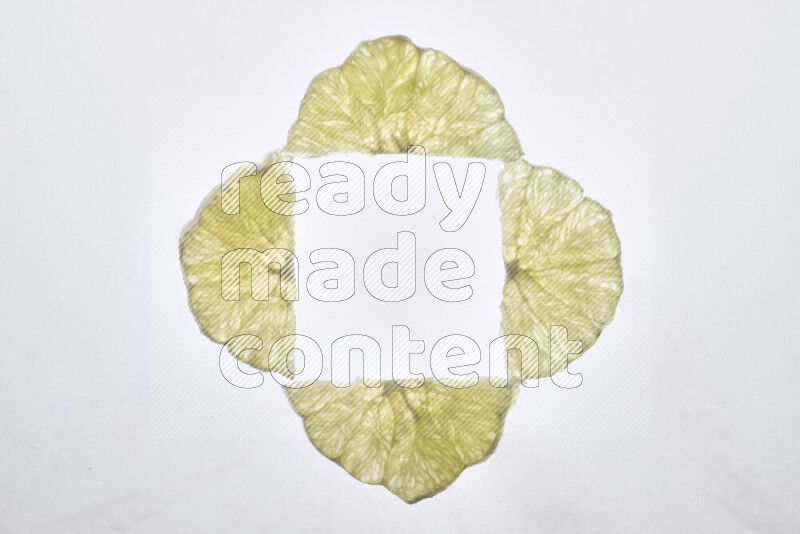 Orange slices on illuminated white background