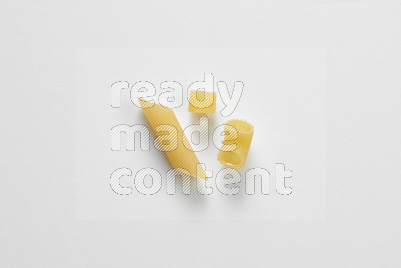 Different pasta types on white background