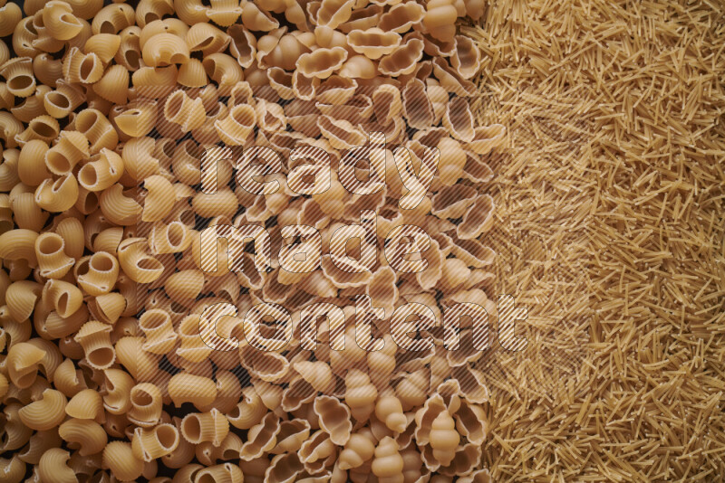 3 types of pasta filling the frame
