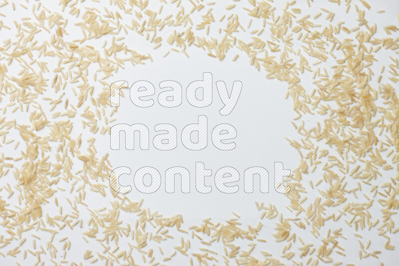 Basmati golden rice on white background