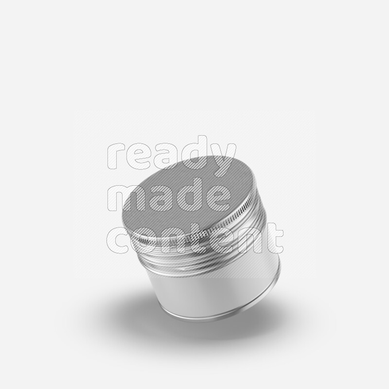 Round metallic tin can mockup with label and screw top lid isolated on white background 3d rendering