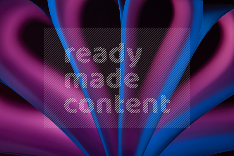 فن تجريدي يعرض منحنيات وتدرجات اللون الأزرق والوردي مكونه بضوء ملون