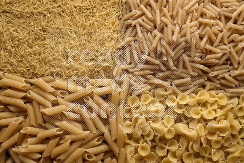 4 types of pasta filling the frame
