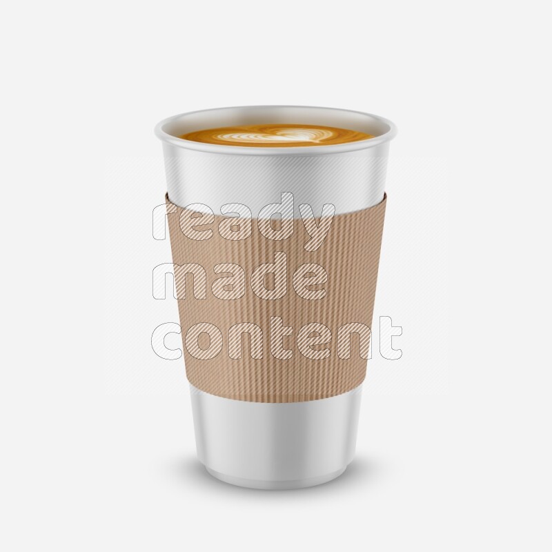 Paper hot cup mockup with holder isolated on white background 3d rendering