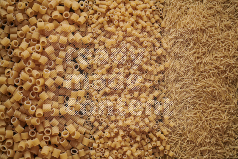 3 types of pasta filling the frame
